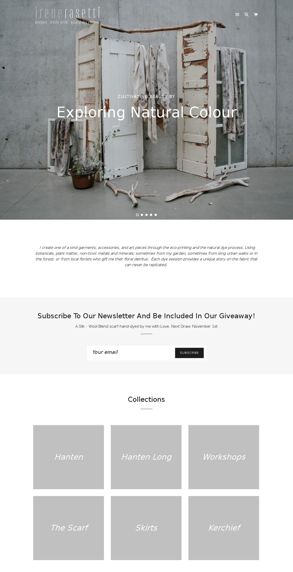 irenerasetti.com — Shopify storefront screenshot