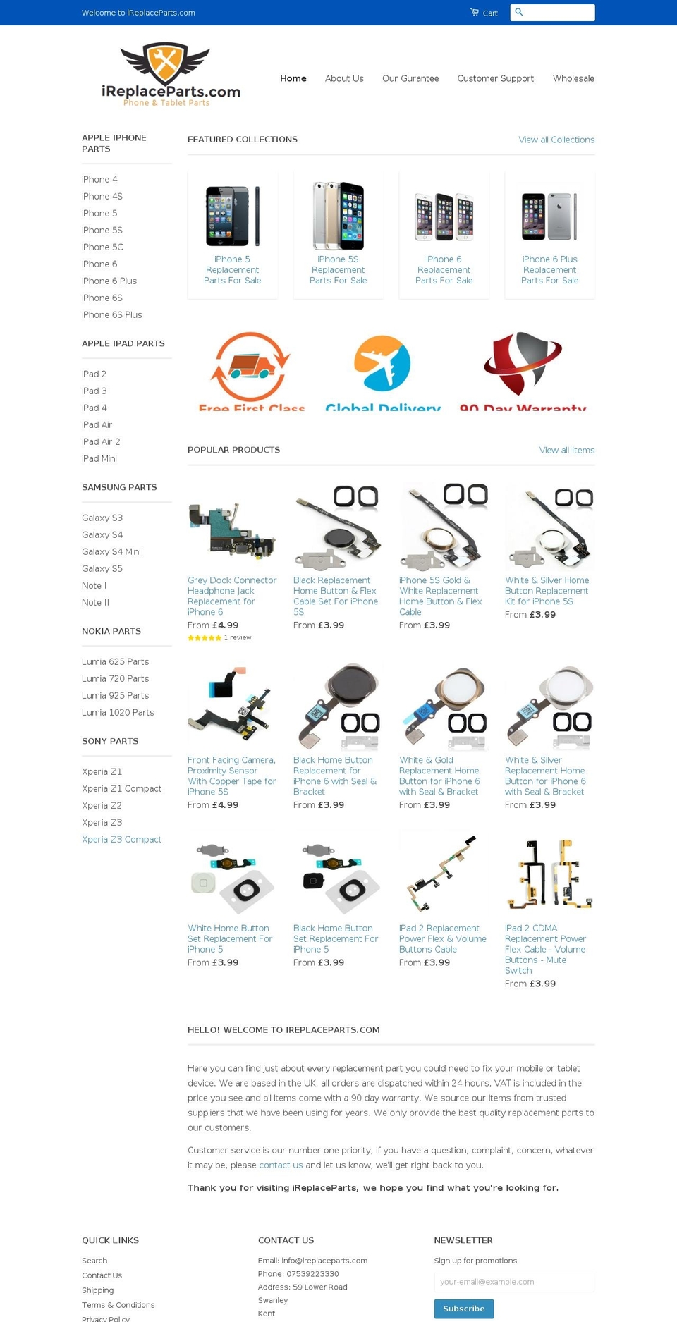 ireplaceparts.com shopify website screenshot