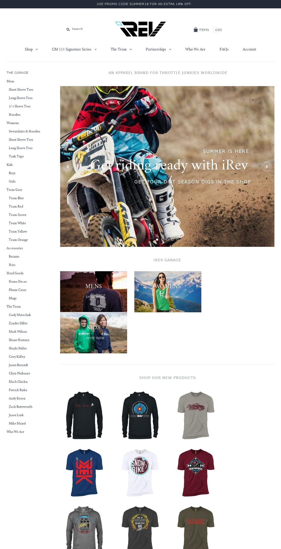 irevapparel.com shopify website screenshot