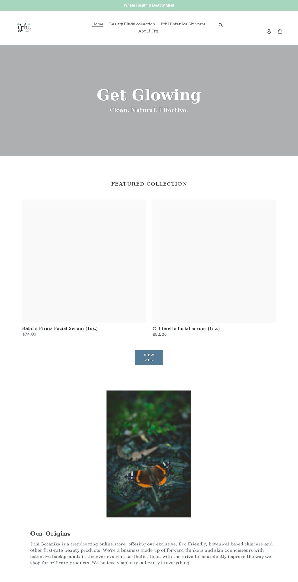 irhibotanika.com shopify website screenshot