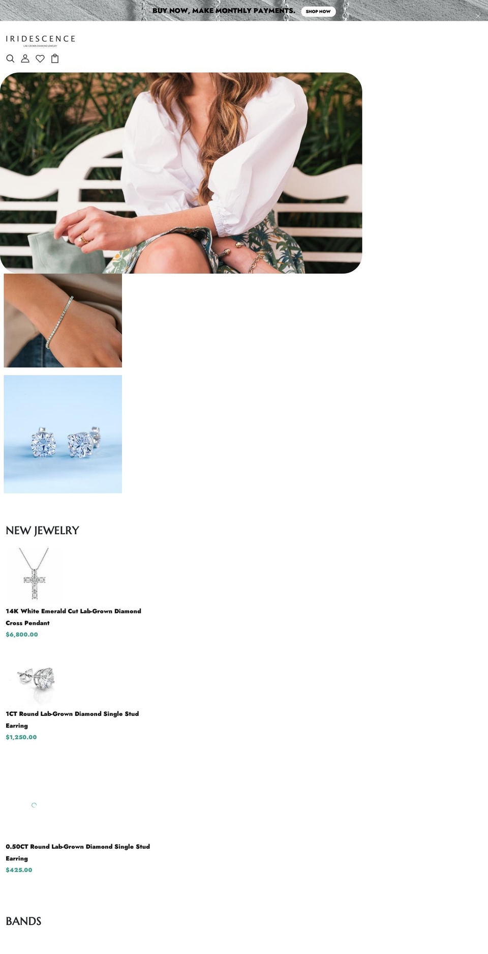 iridescencejewelry.com shopify website screenshot