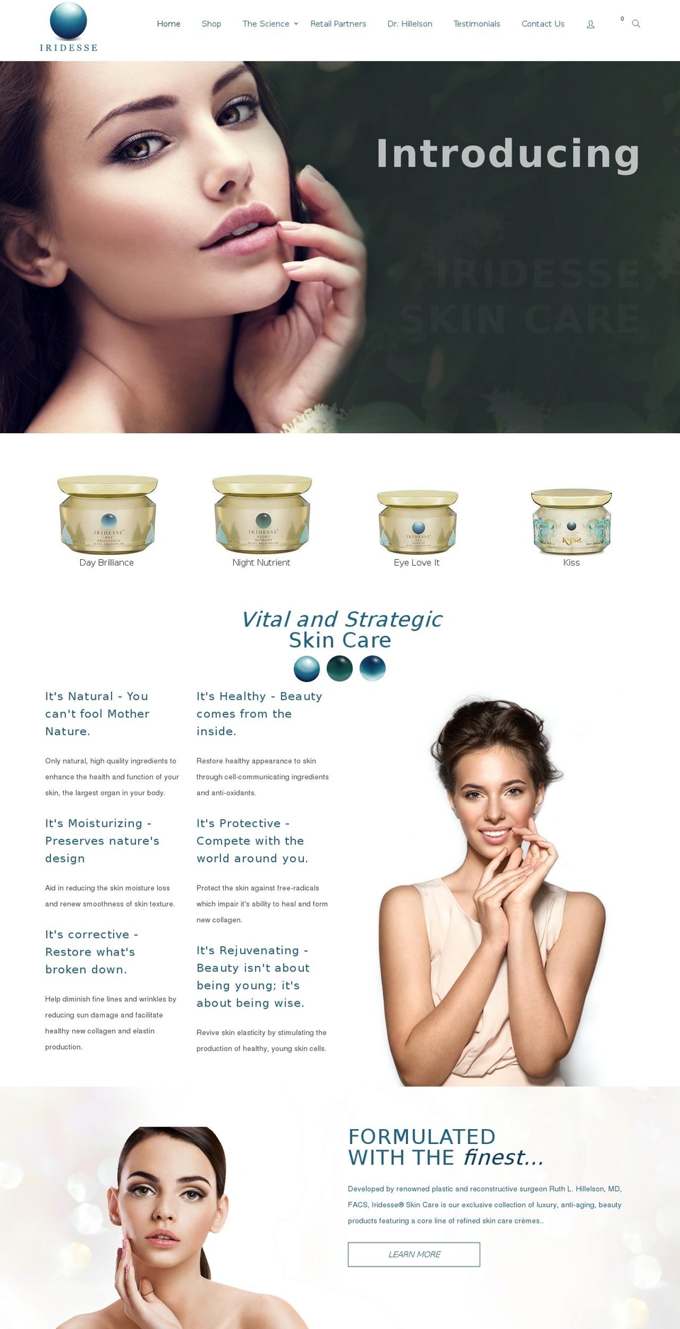 iridesseskincare.com shopify website screenshot