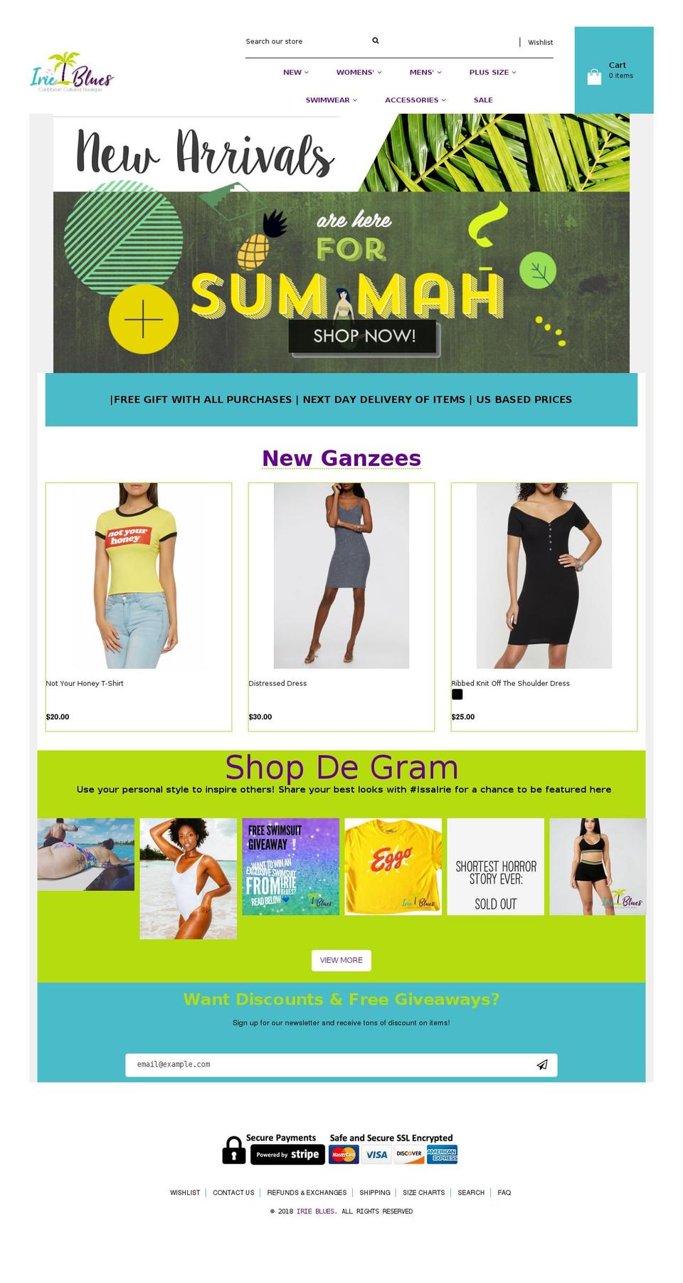 irieblues.com — Shopify storefront screenshot