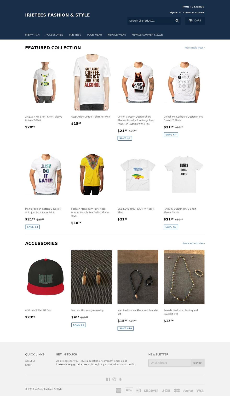 irietees.com — Shopify storefront screenshot