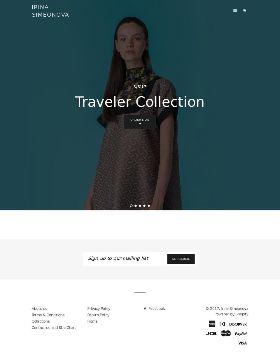 irinasimeonova.com shopify website screenshot