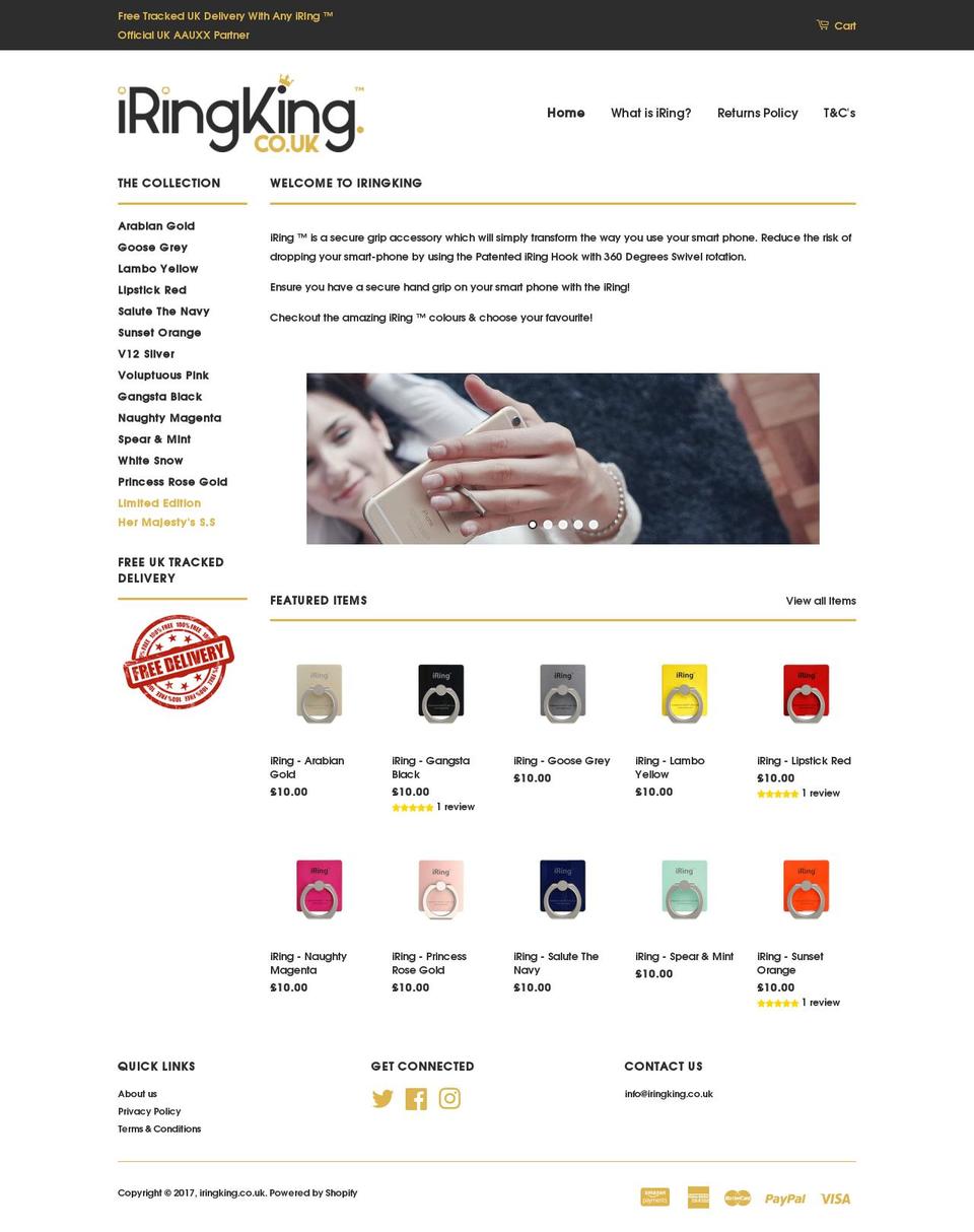 iringking.co.uk shopify website screenshot