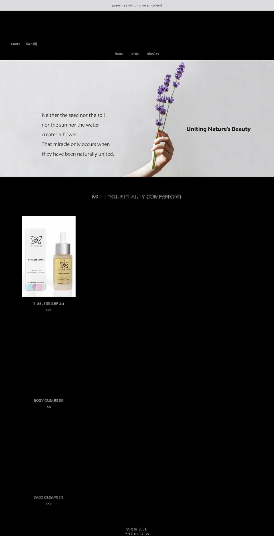 irisdescence.com shopify website screenshot