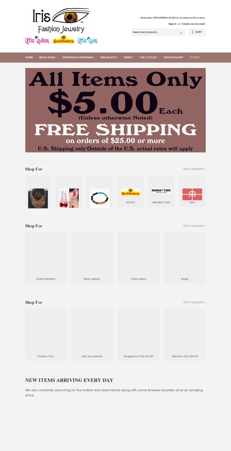 irisfashionjewelry.com shopify website screenshot