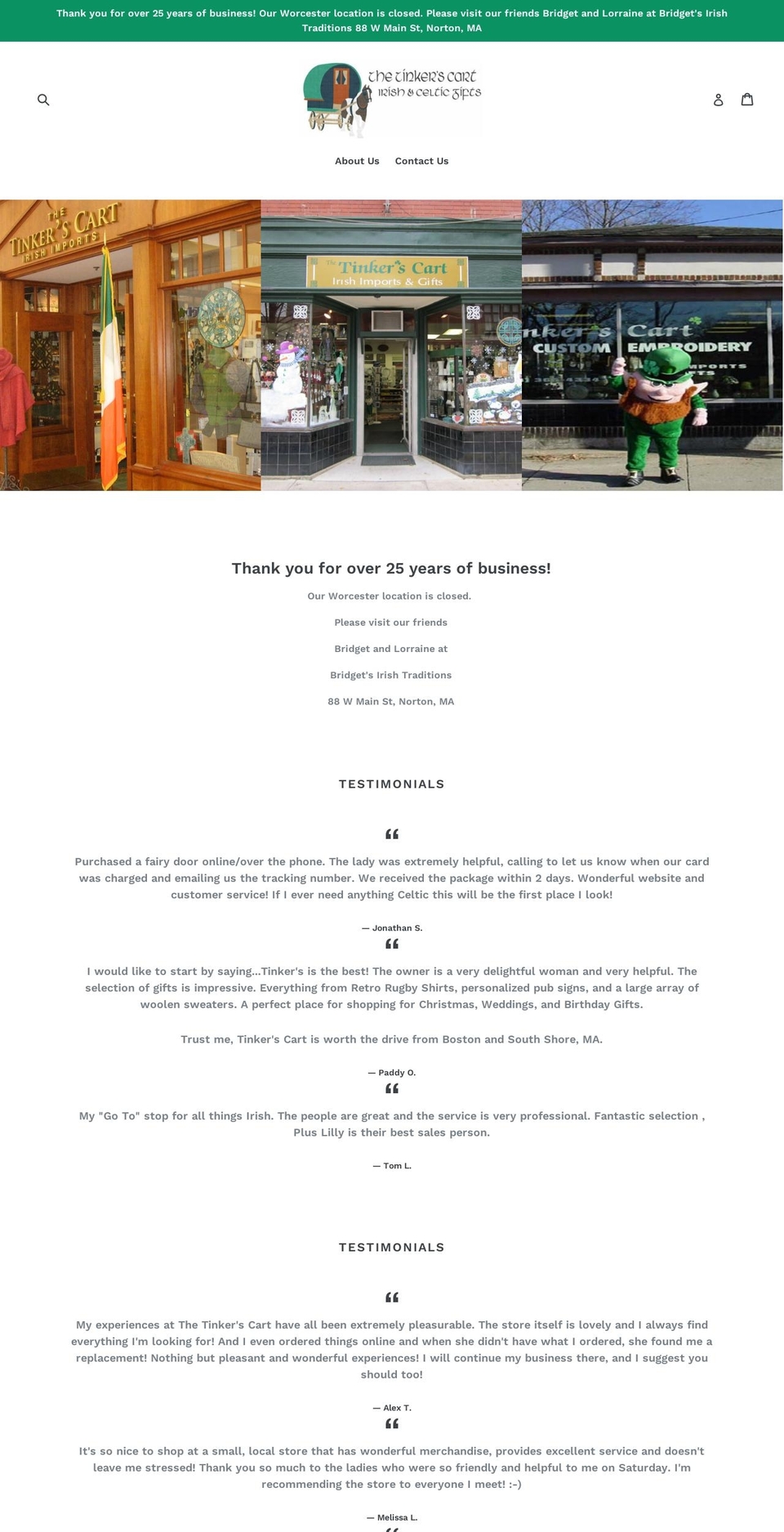 irishandcelticgifts.com — Shopify storefront screenshot
