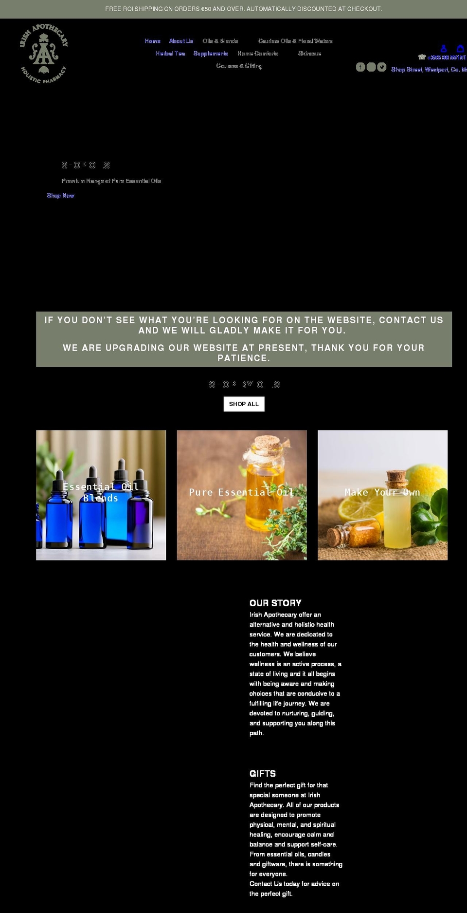 irishapothecary.ie shopify website screenshot