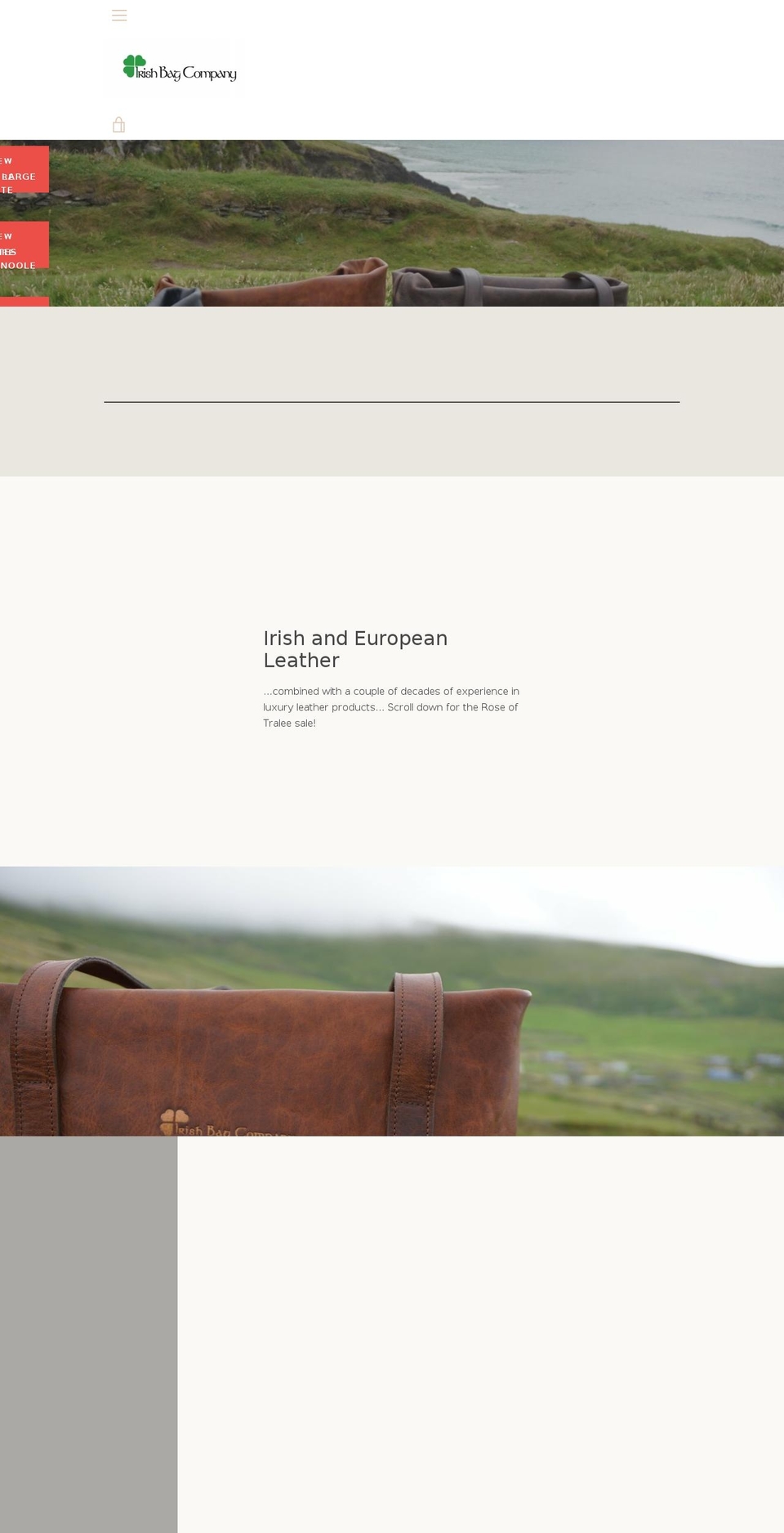 irishbagcompany.com — Shopify storefront screenshot