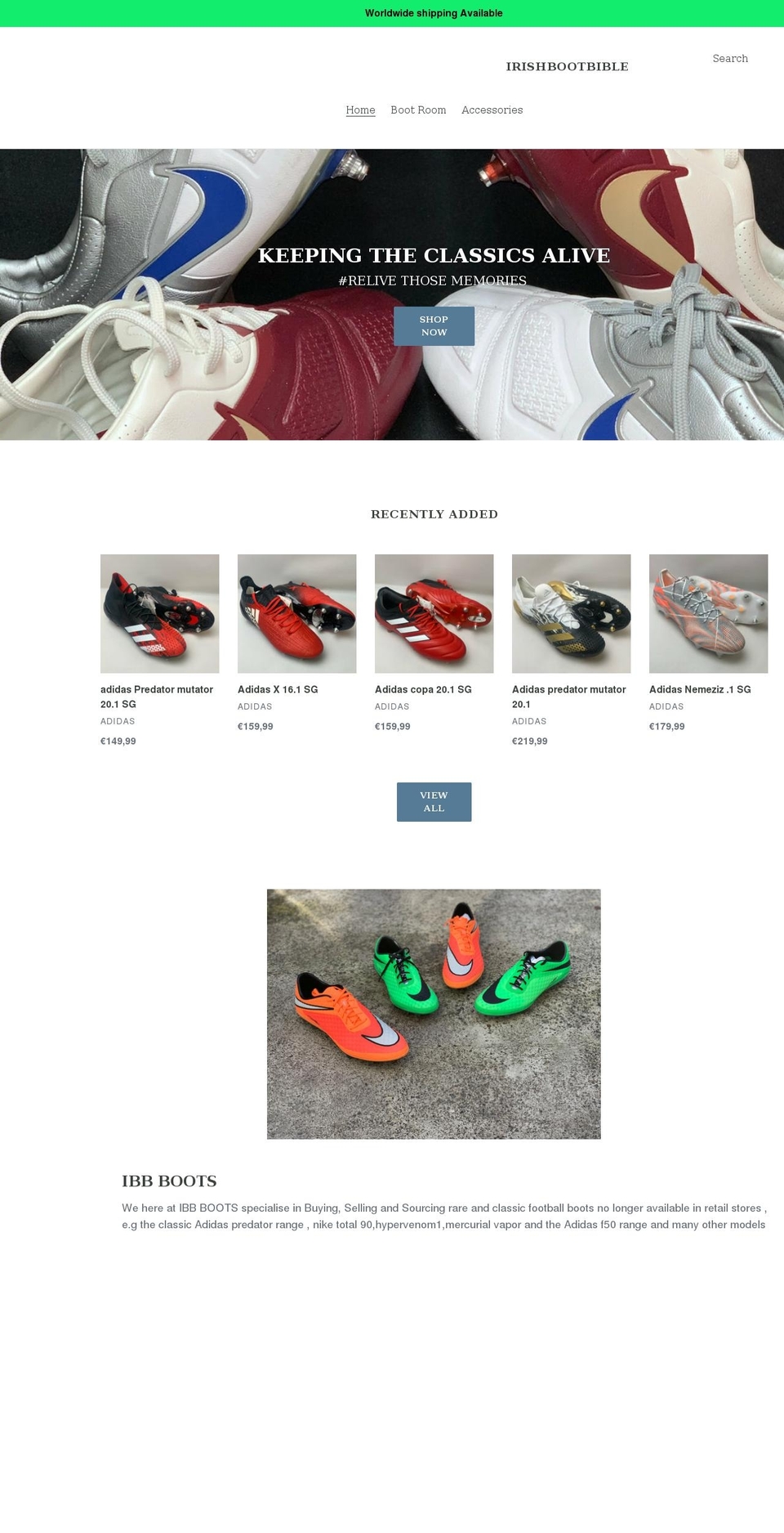 irishbootbible.com shopify website screenshot