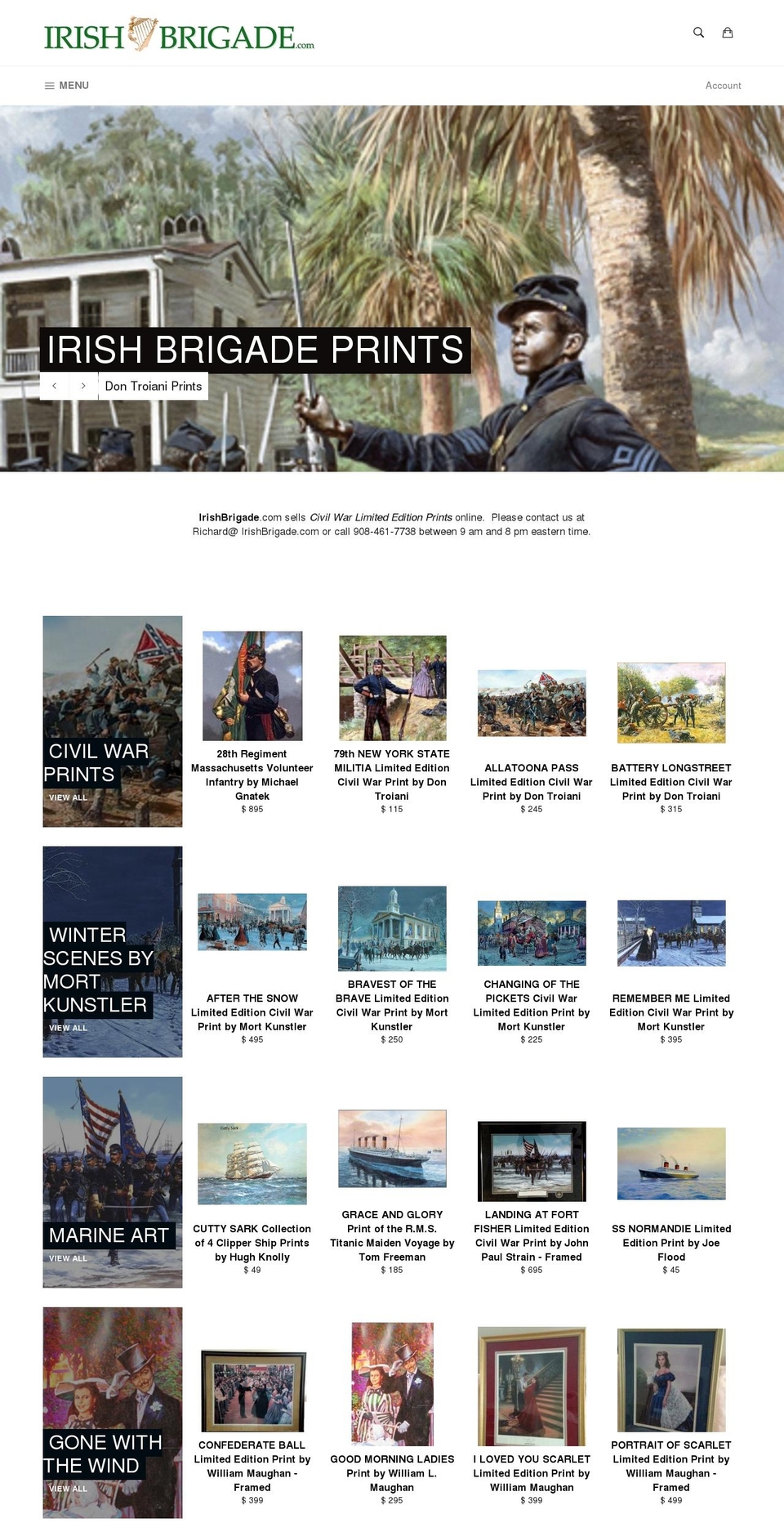 irishbrigade.com shopify website screenshot