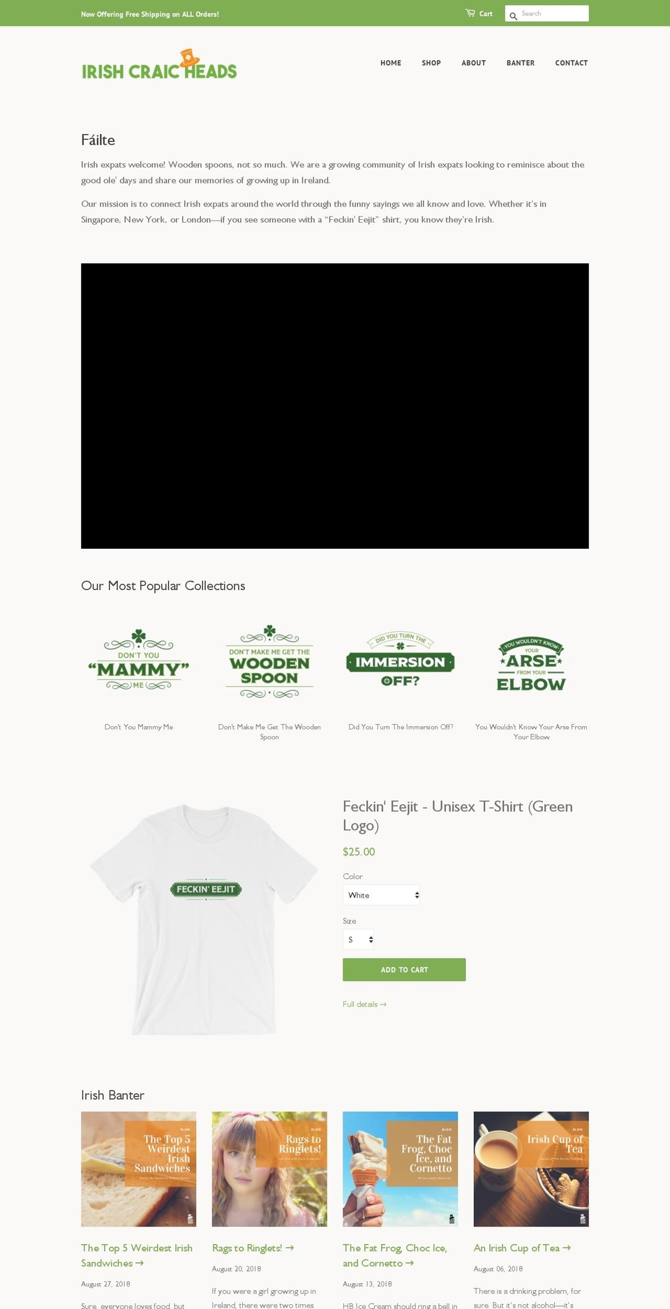 irishcraicheads.com — Shopify storefront screenshot