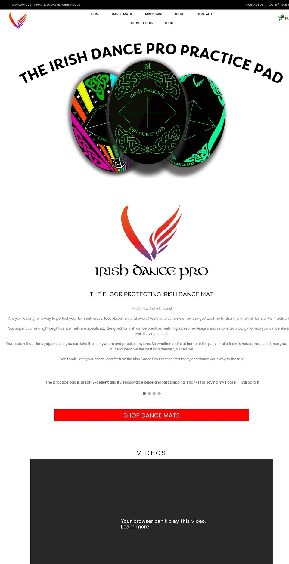 irishdancepro.com shopify website screenshot