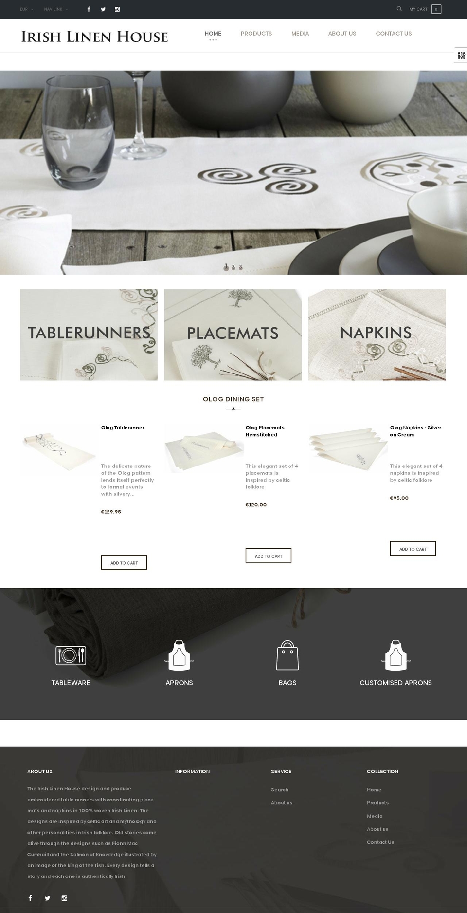 irishlinenhouse.com shopify website screenshot