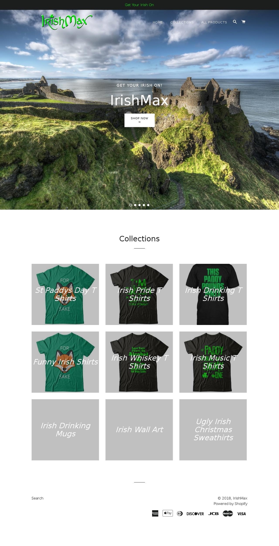 irishmax.com shopify website screenshot