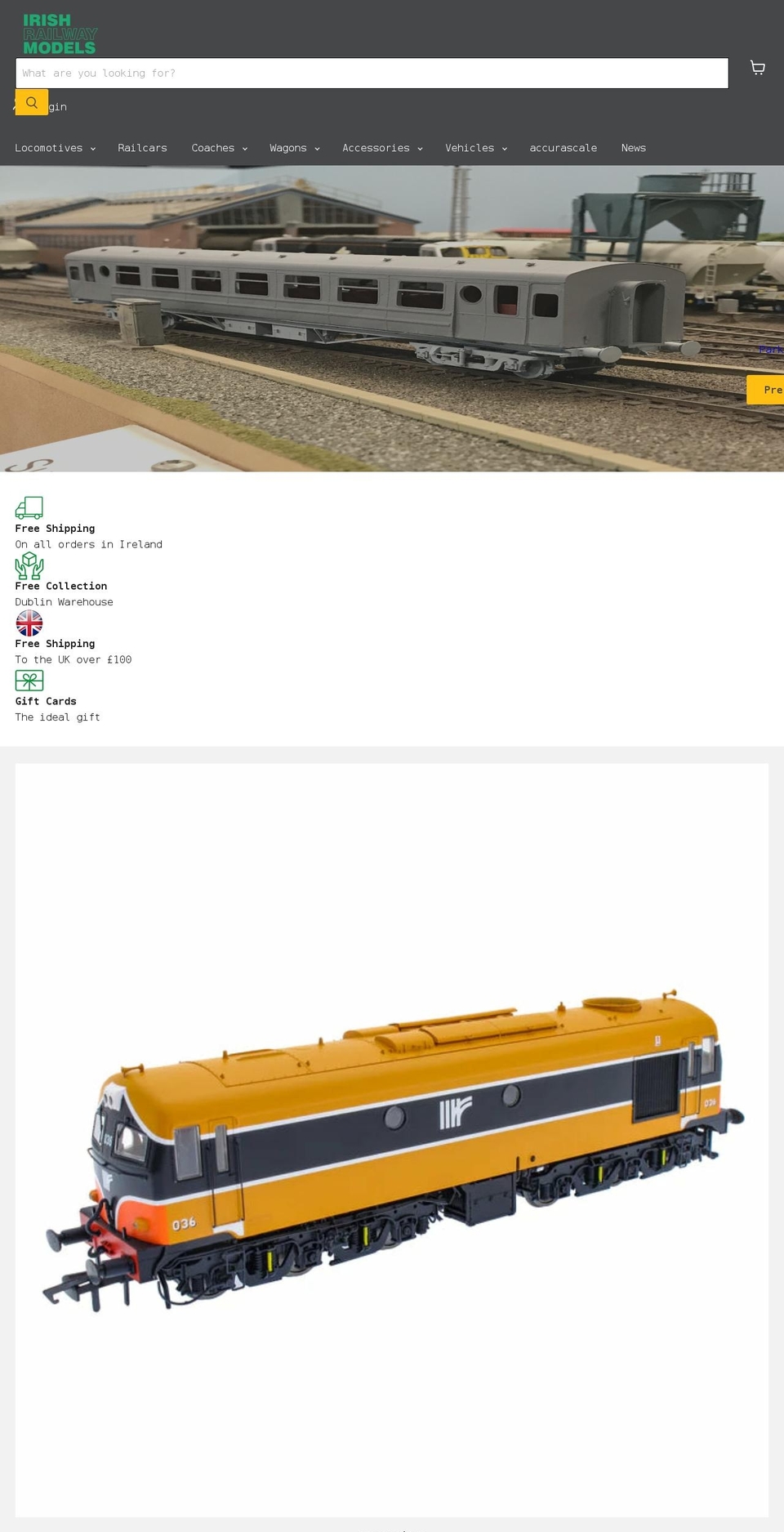 irishrailmodels.net shopify website screenshot