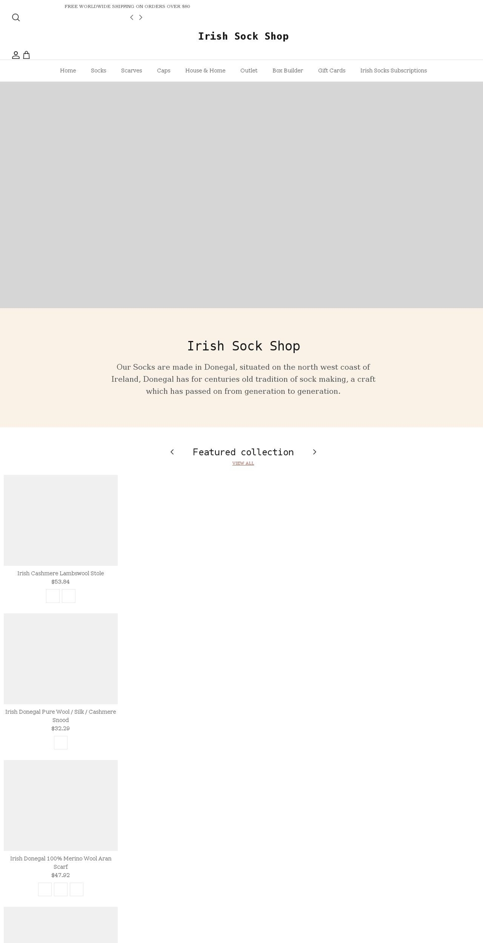 irishsockshop.com shopify website screenshot
