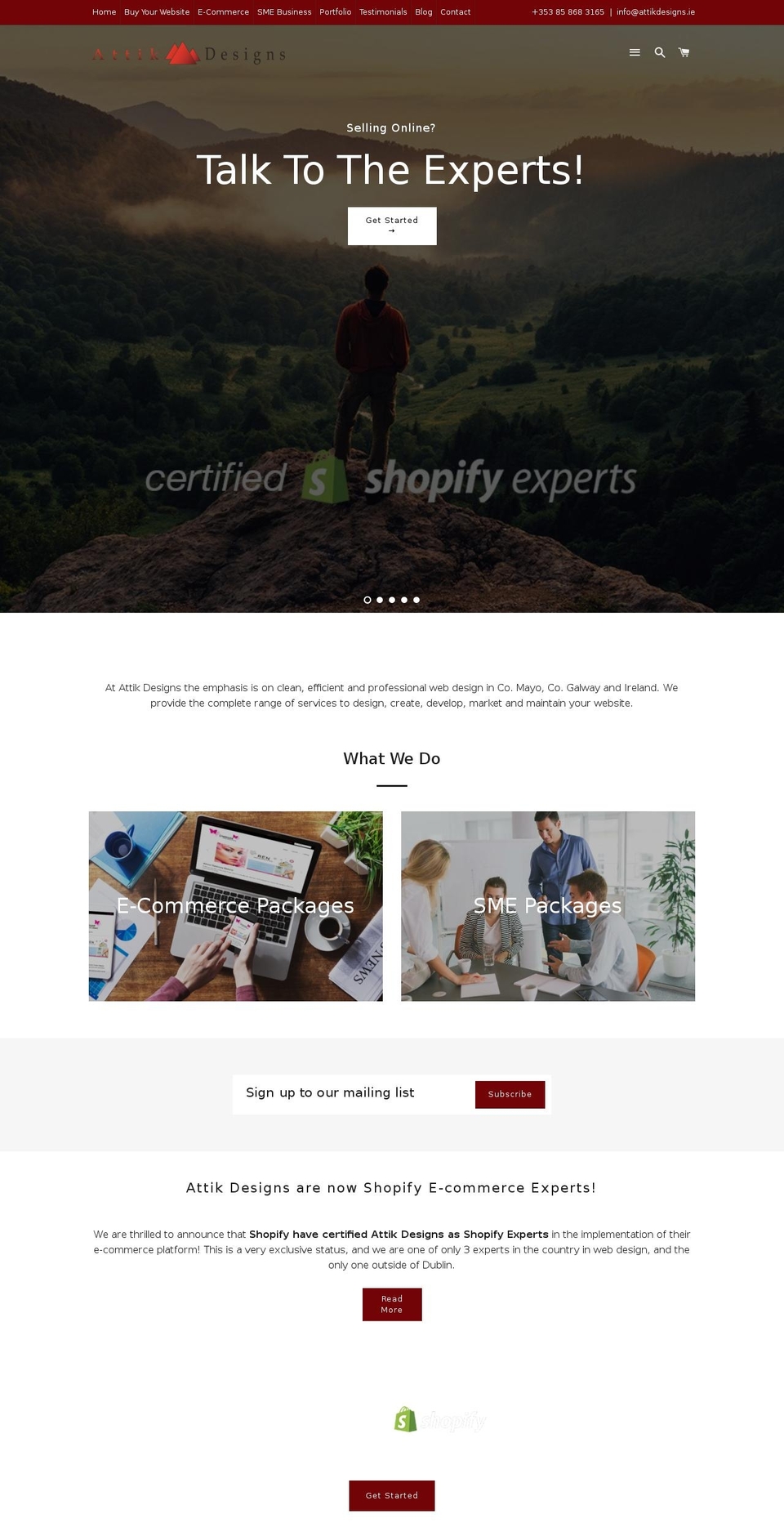 irishwebsitedesigner.com shopify website screenshot