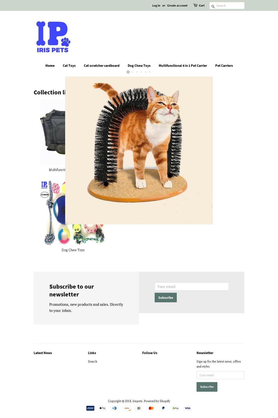 irispets.com shopify website screenshot