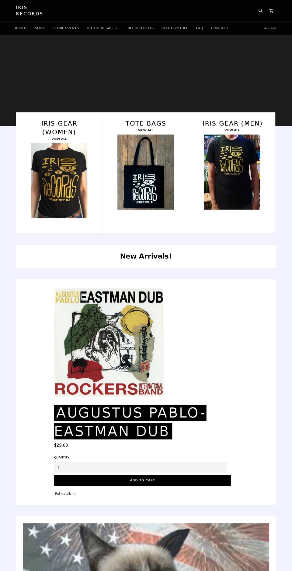 irisrecordsjc.com — Shopify storefront screenshot