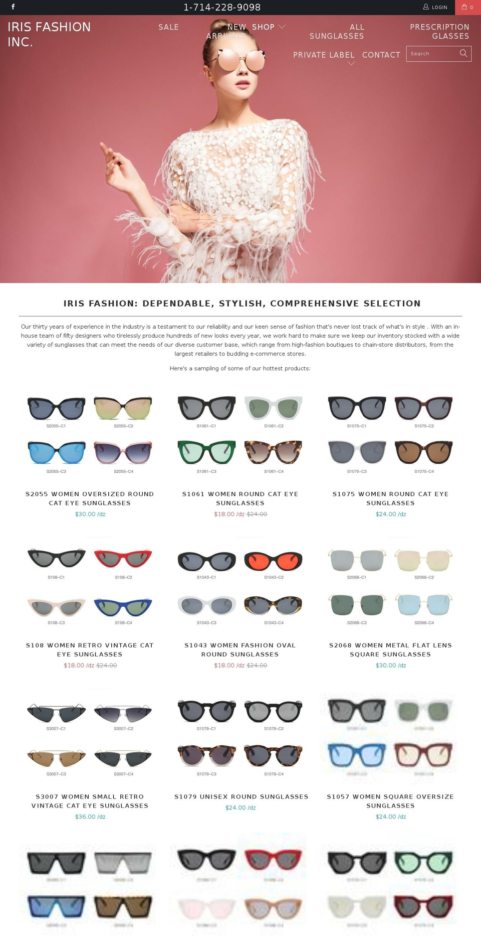 irissunglasses.com — Shopify storefront screenshot