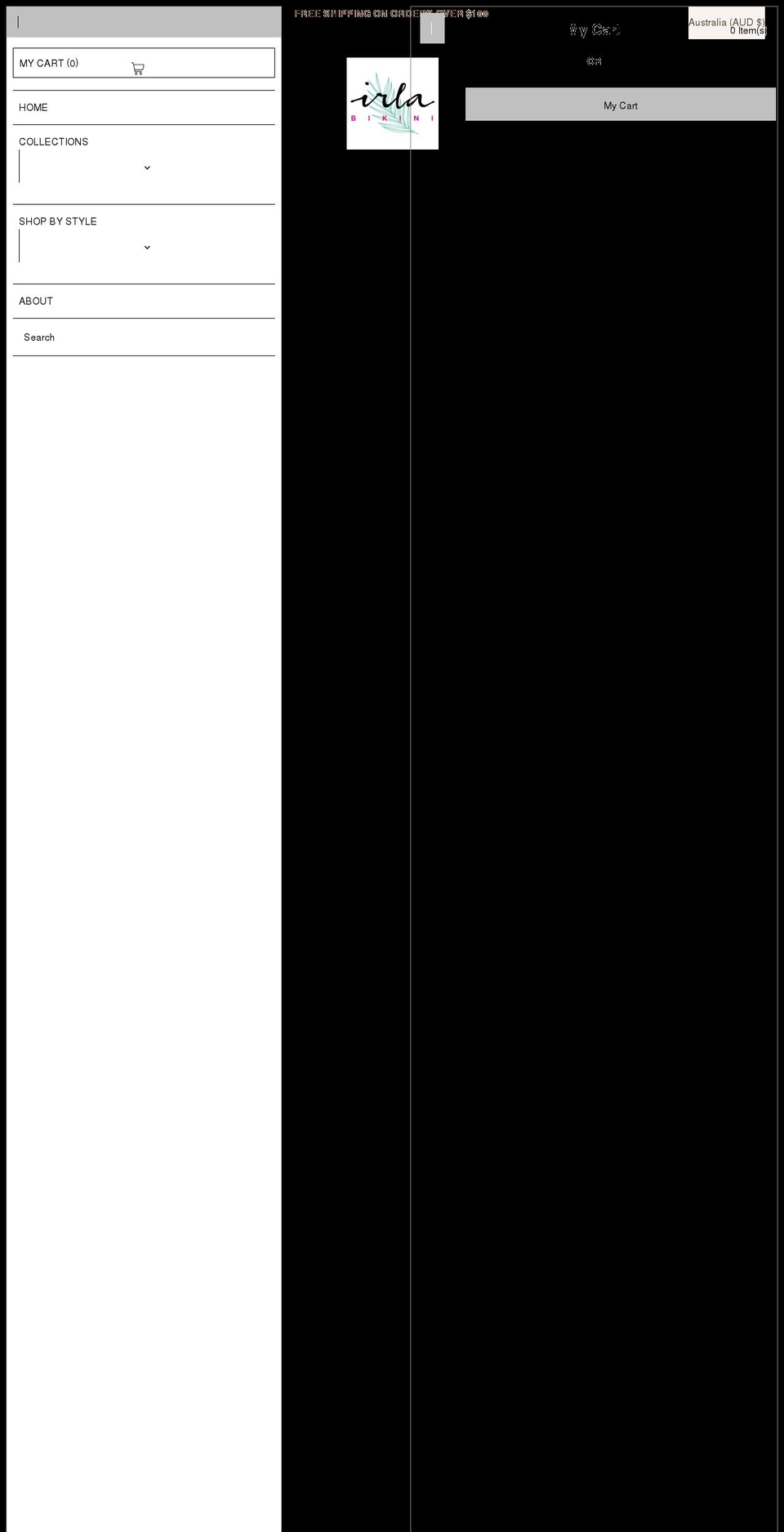 irlabikini.com shopify website screenshot