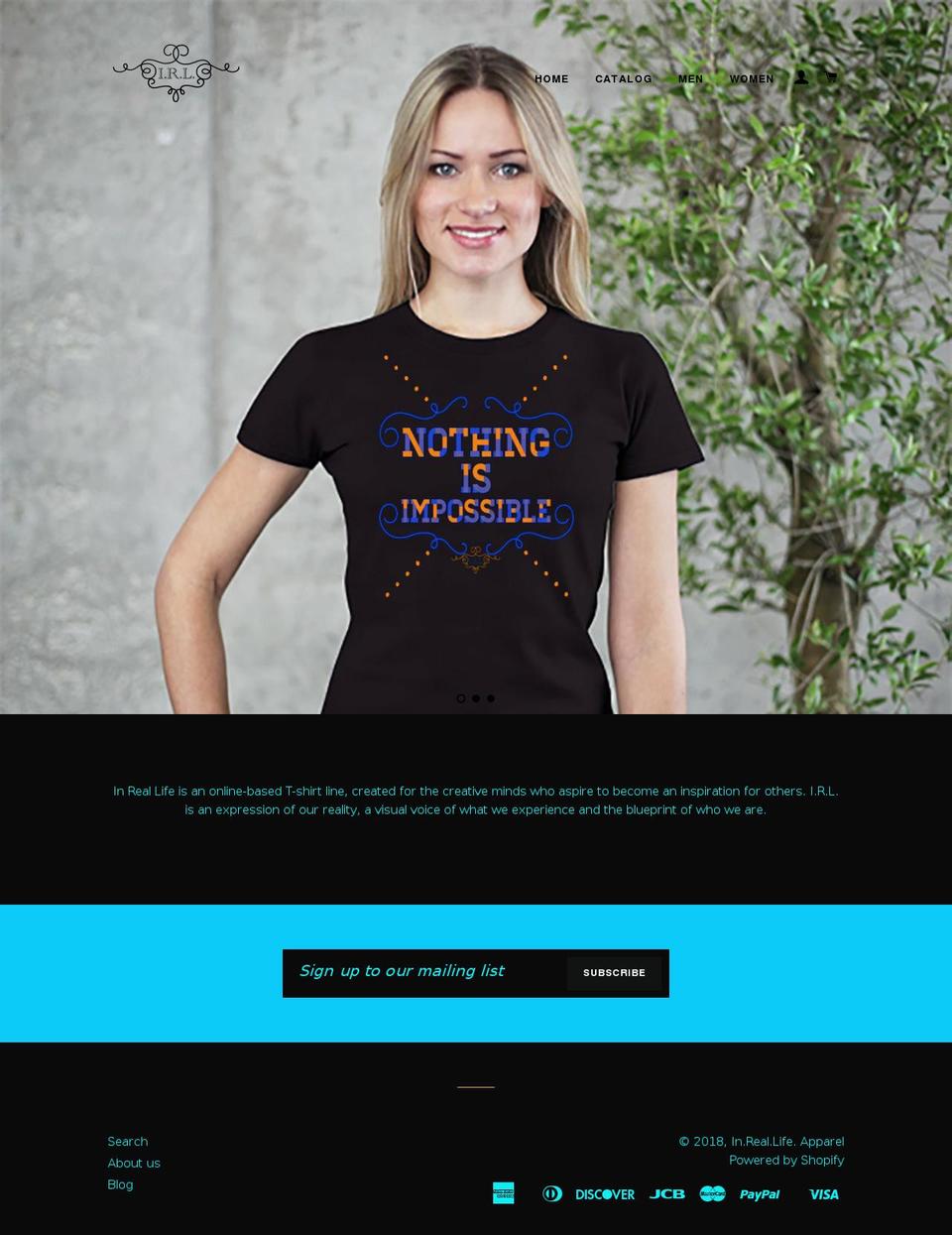 irlapparel.com — Shopify storefront screenshot