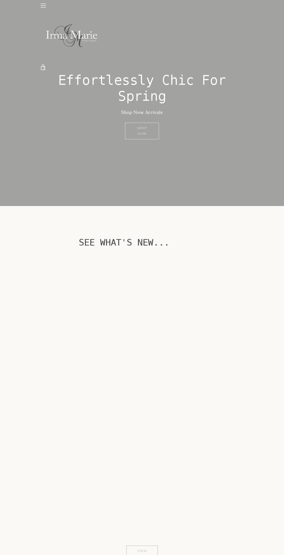 irmamarie.com shopify website screenshot