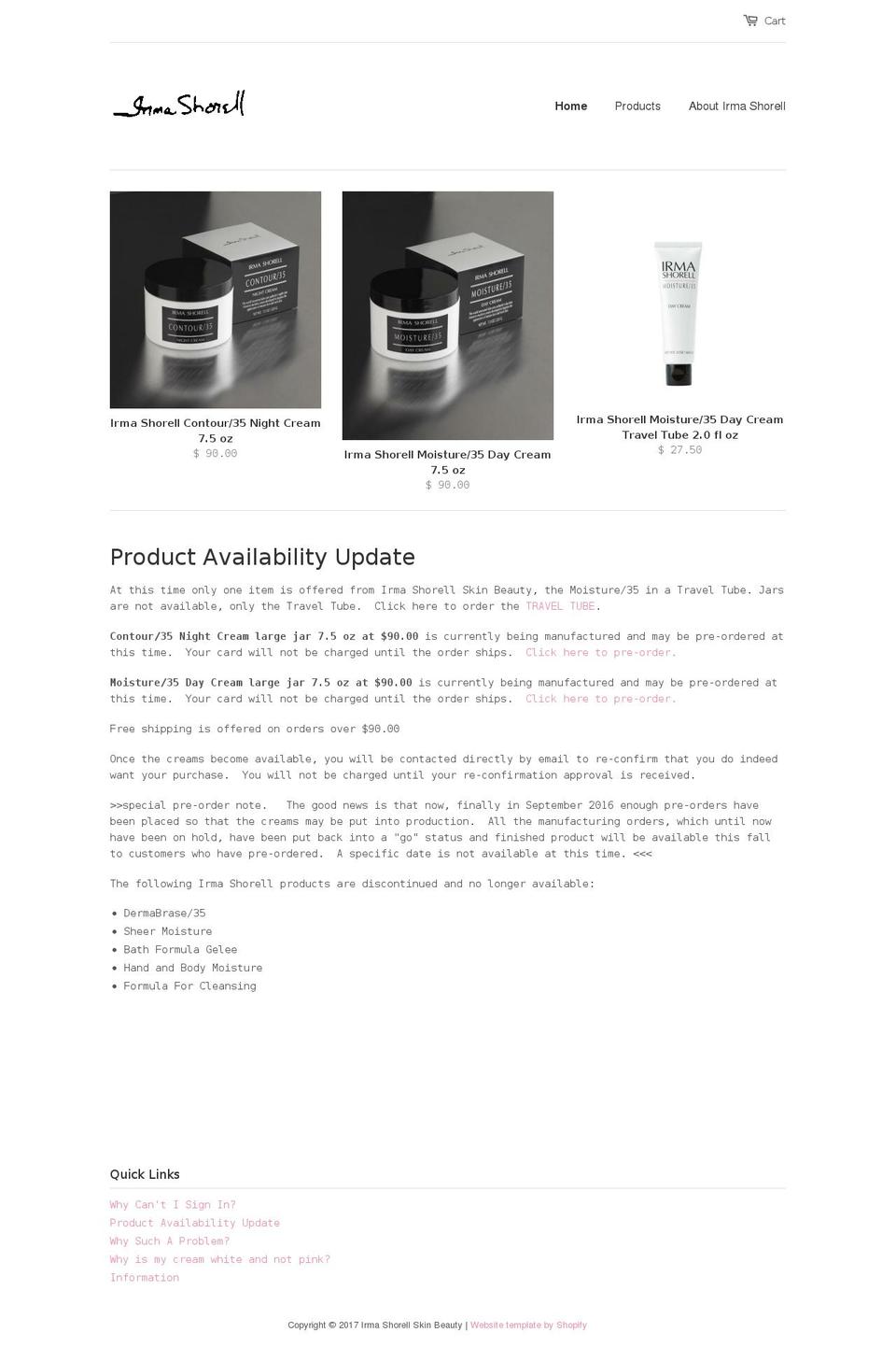 irmashorell.com shopify website screenshot