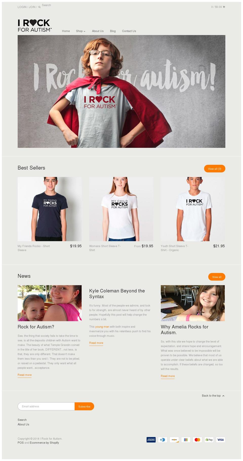 irockforautism.org shopify website screenshot