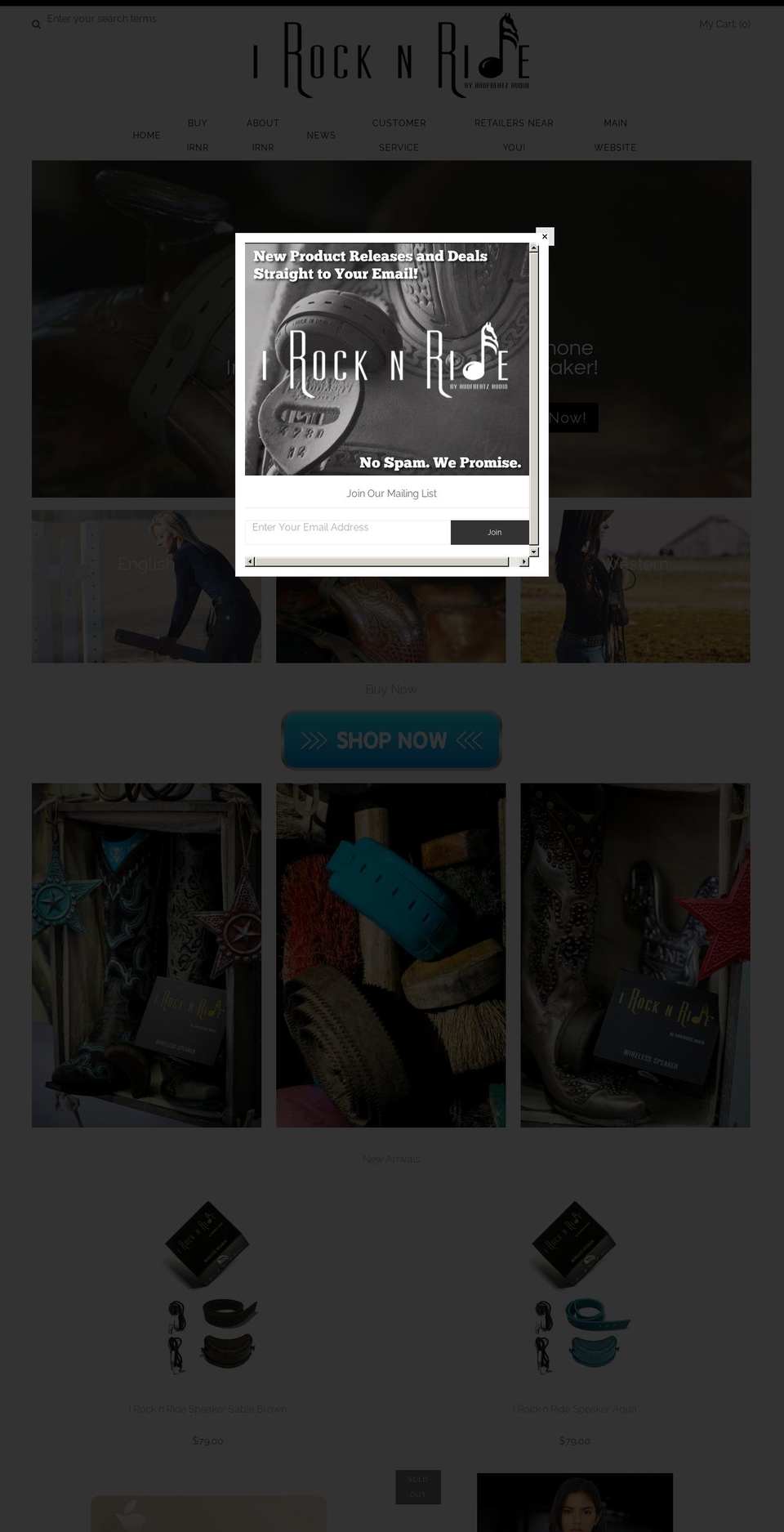 irocknride.myshopify.com shopify website screenshot