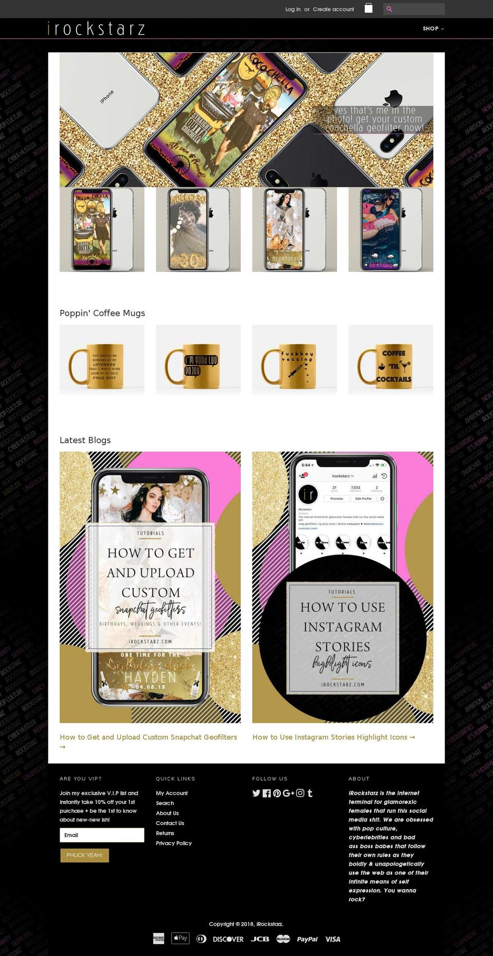 irockstarz.com shopify website screenshot