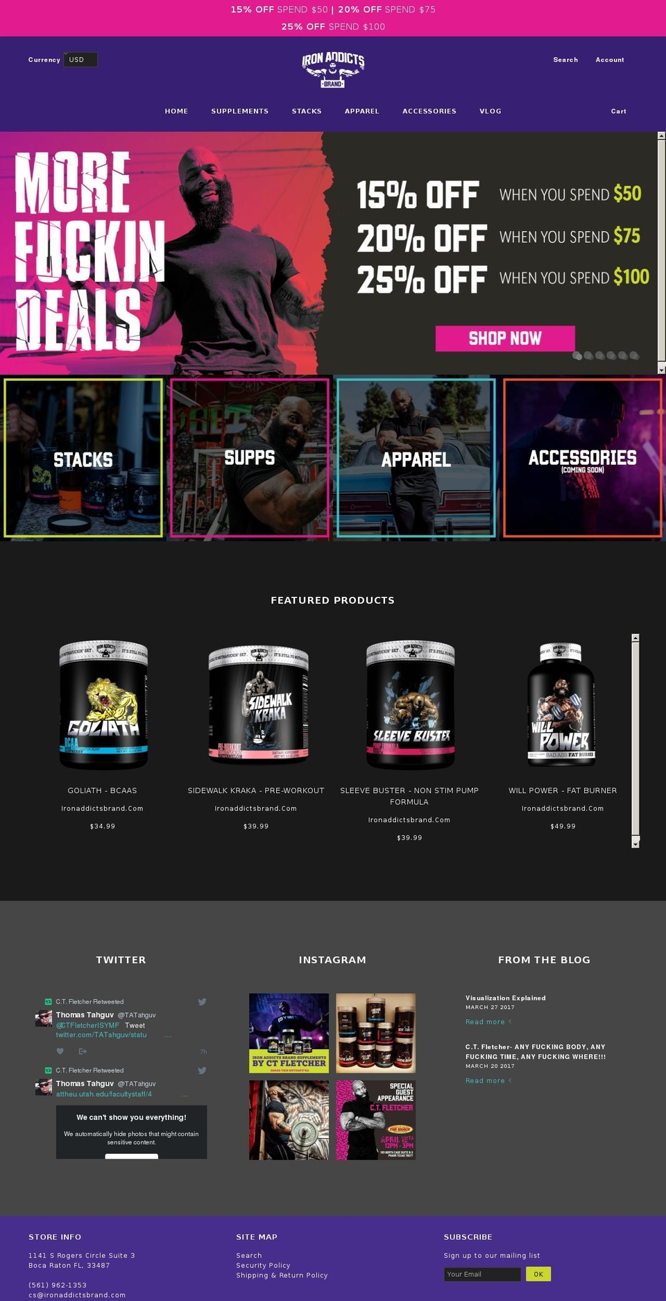 ironaddictsbrand.com shopify website screenshot