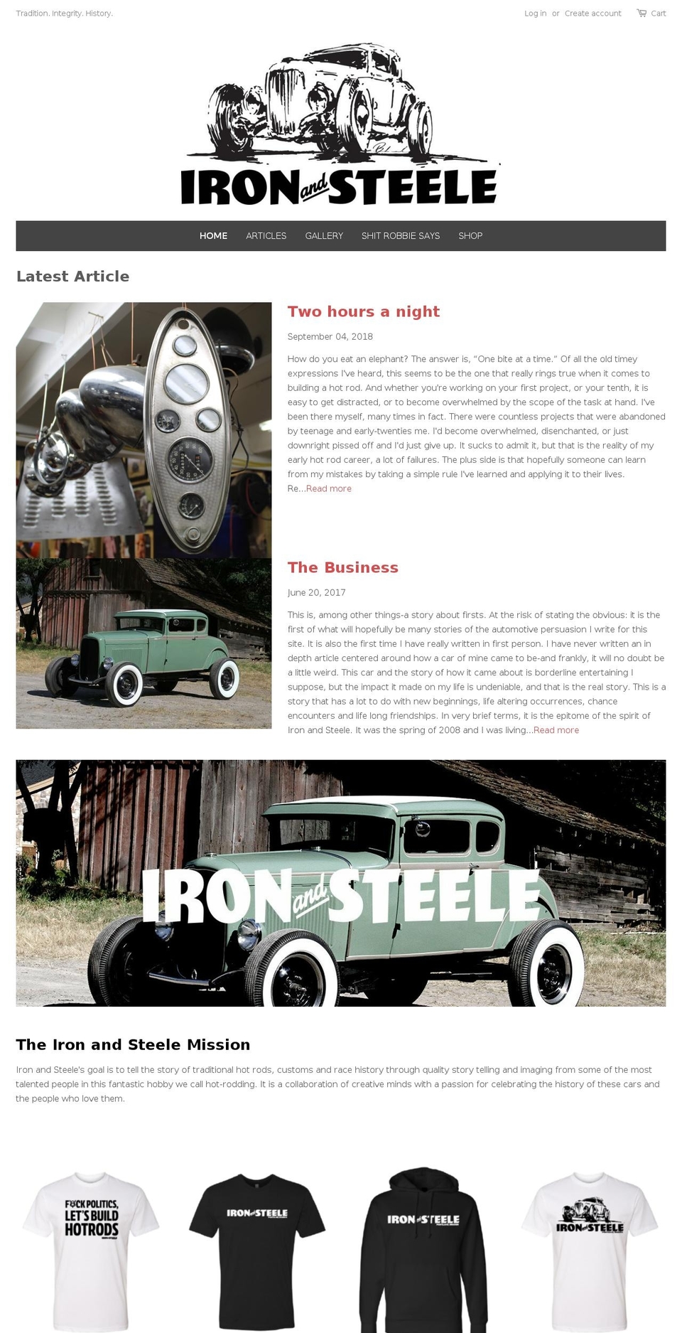 ironandsteele.com shopify website screenshot
