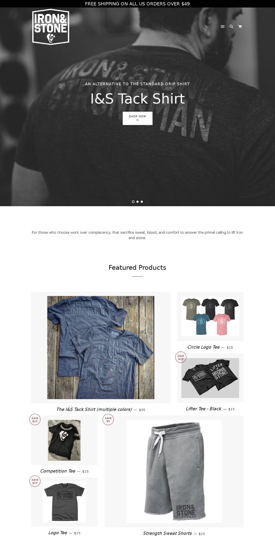 ironandstonestrength.com — Shopify storefront screenshot