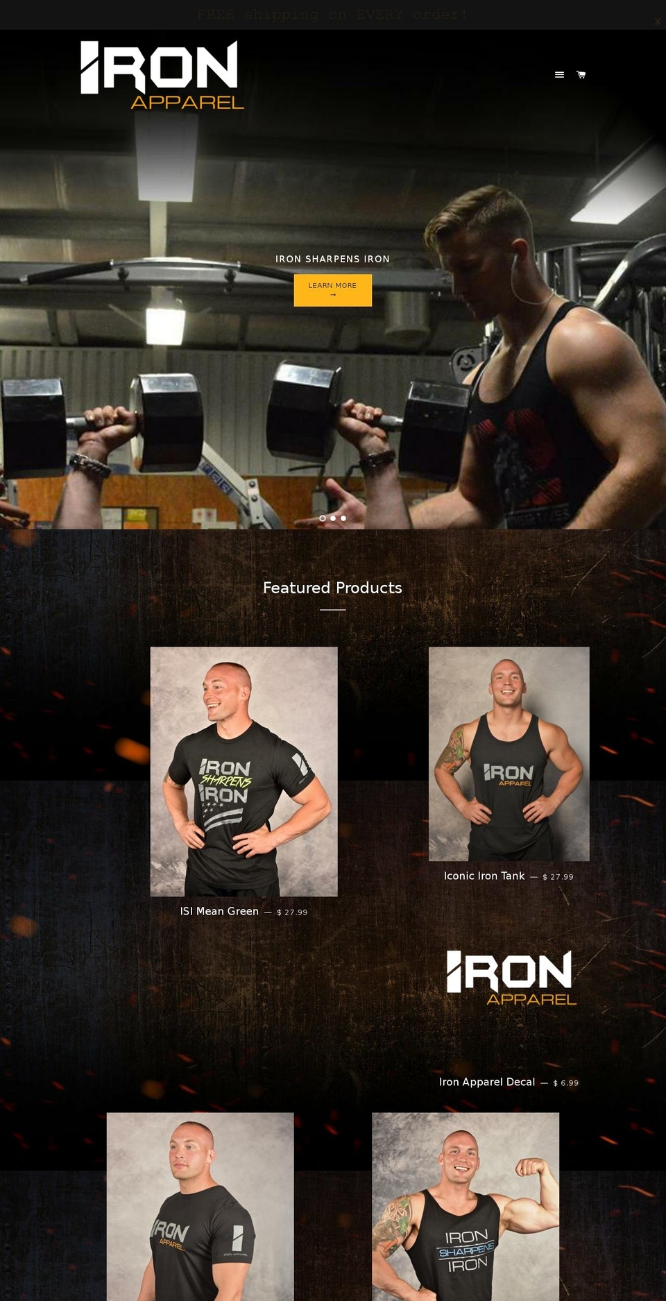 ironapparel.com shopify website screenshot