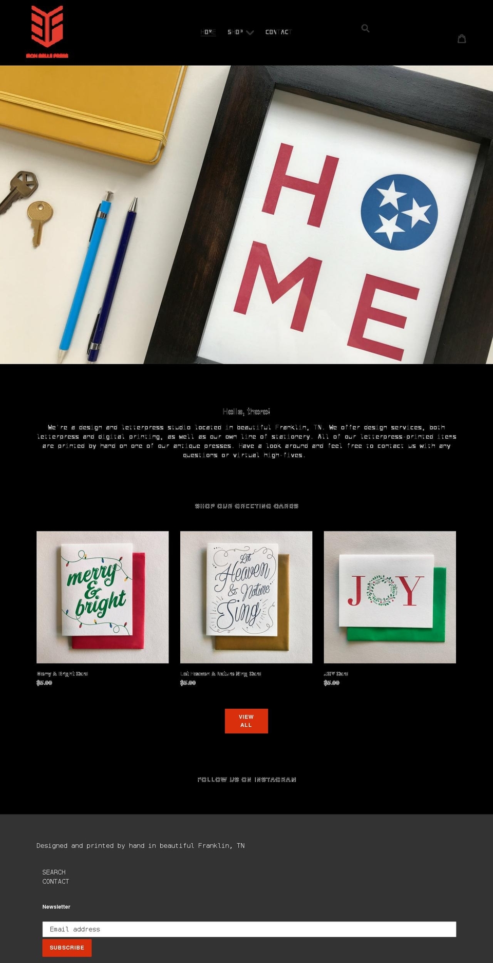 ironbellepress.com shopify website screenshot