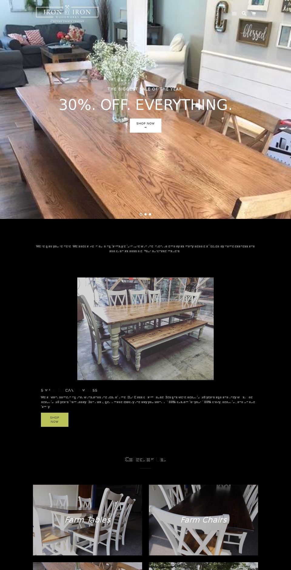 ironbyironwoodworks.com shopify website screenshot
