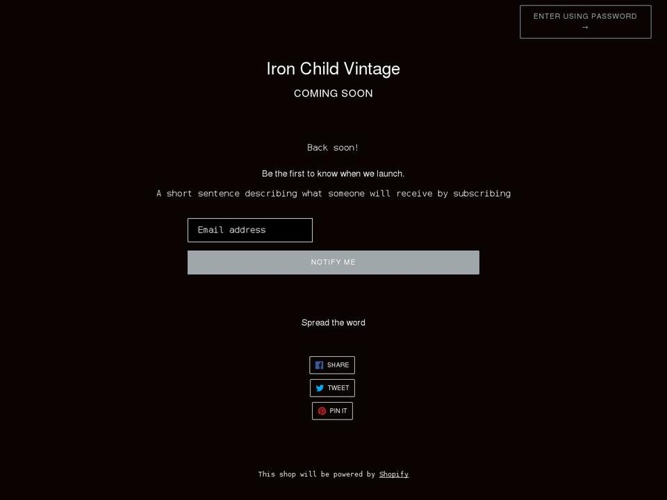 ironchildvintage.co.uk shopify website screenshot