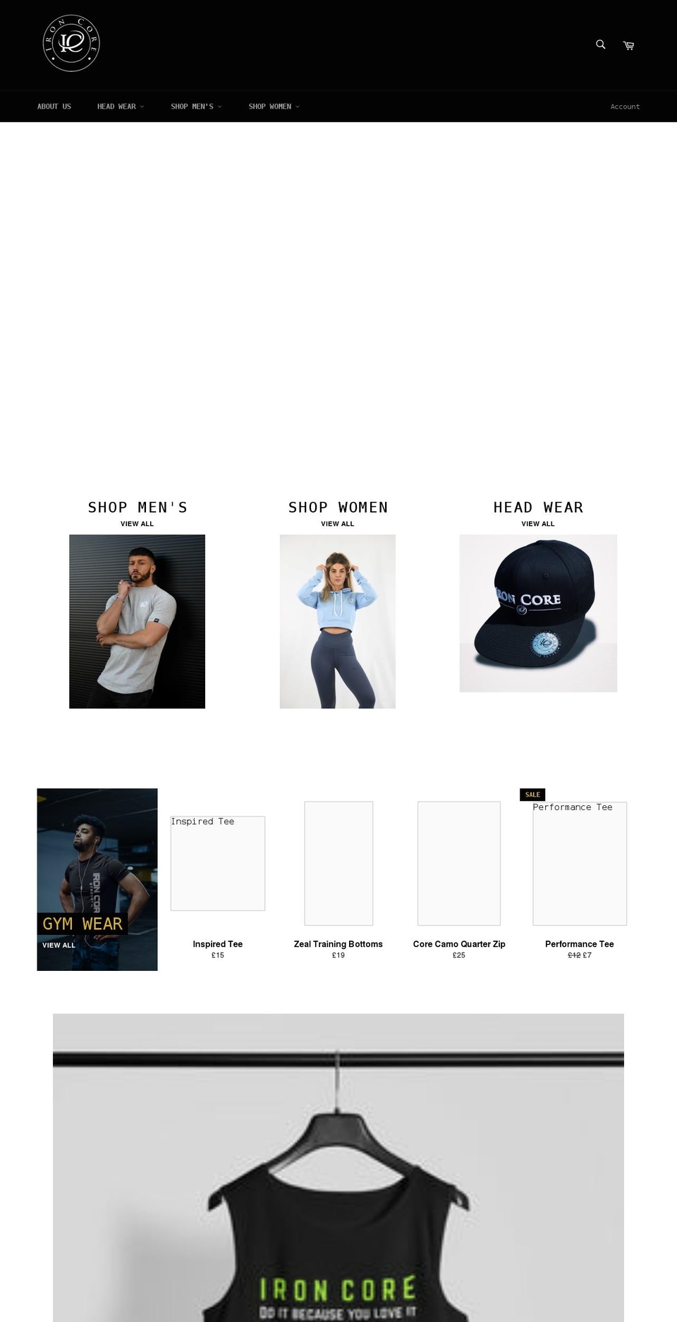 ironcoreapparel.shop shopify website screenshot