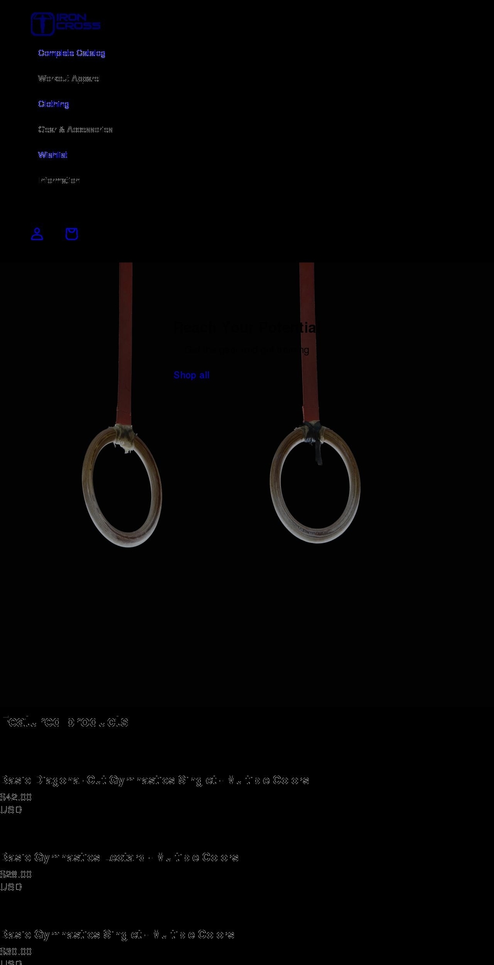 ironcrosssportswear.com — Shopify storefront screenshot