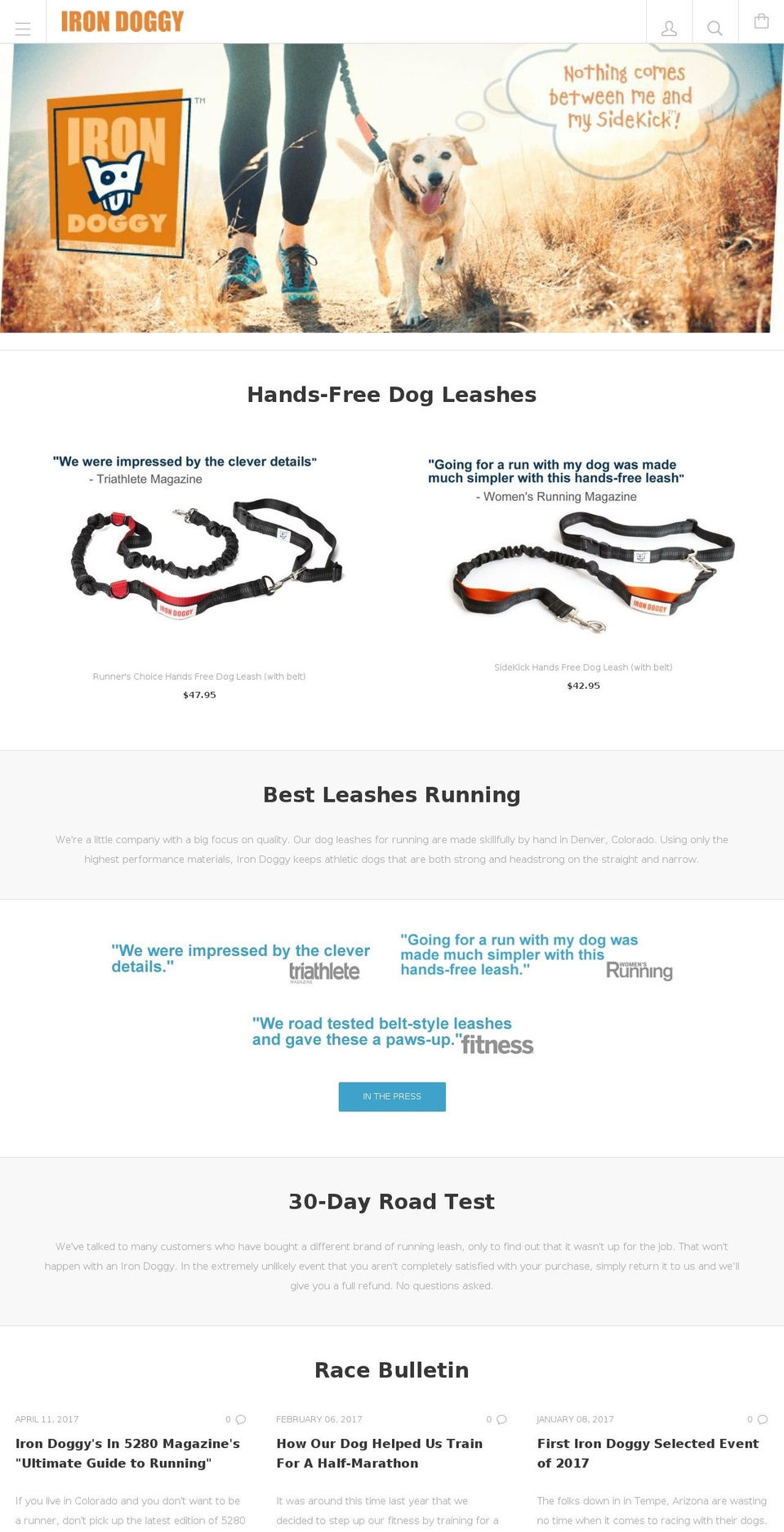 Panoramic Shopify theme site example irondoggie.com