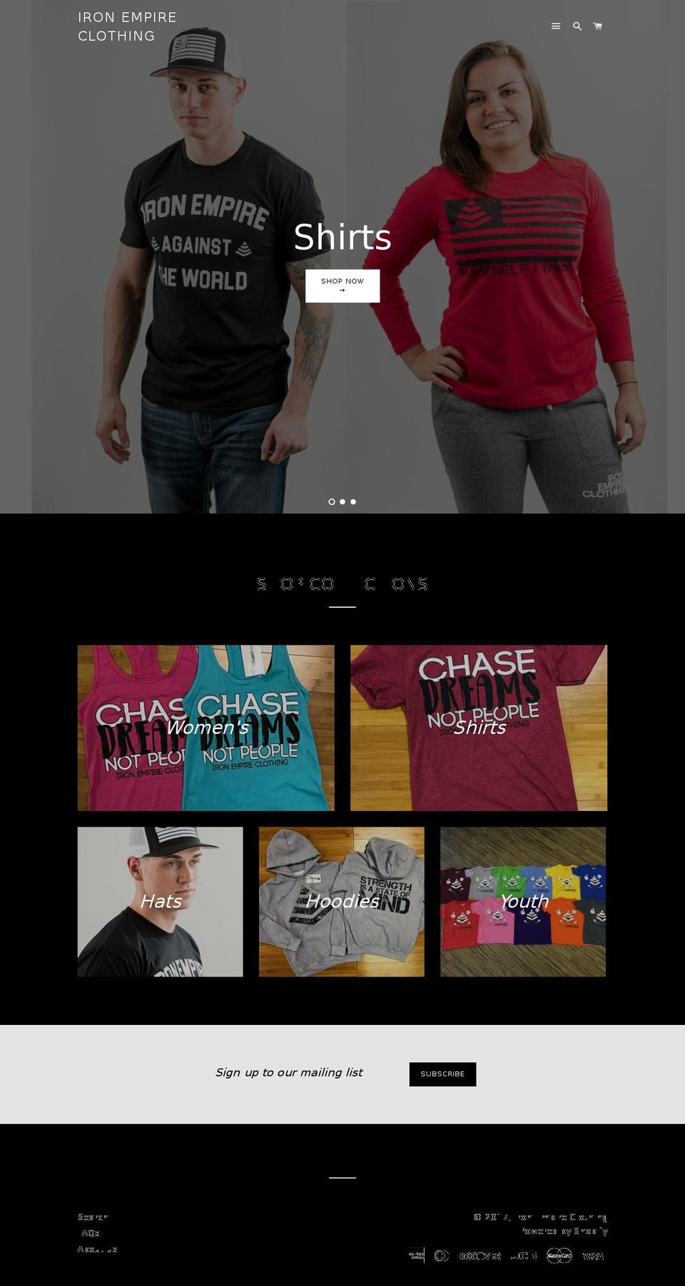 ironempireclothing.com shopify website screenshot