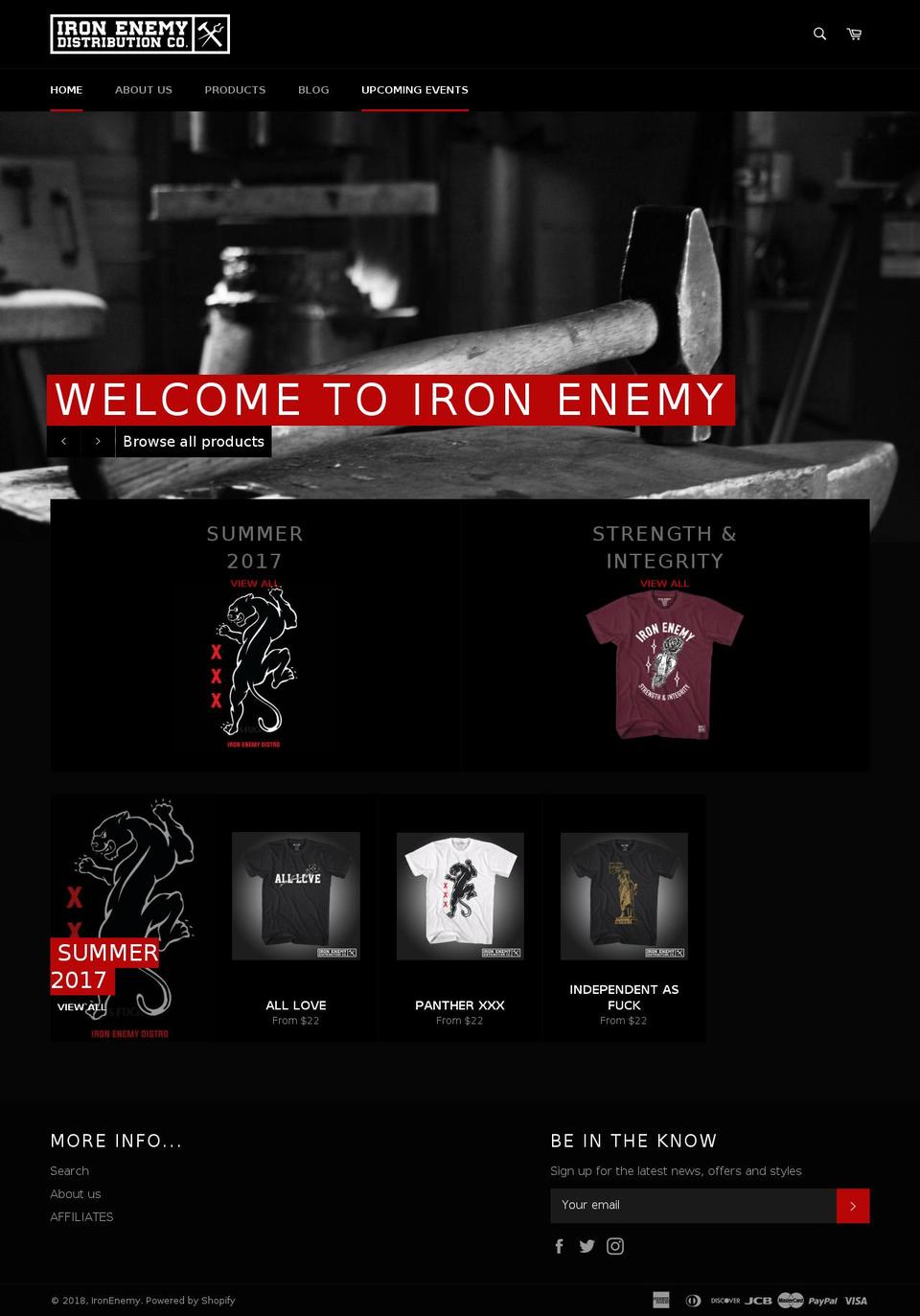 ironenemy.com — Shopify storefront screenshot