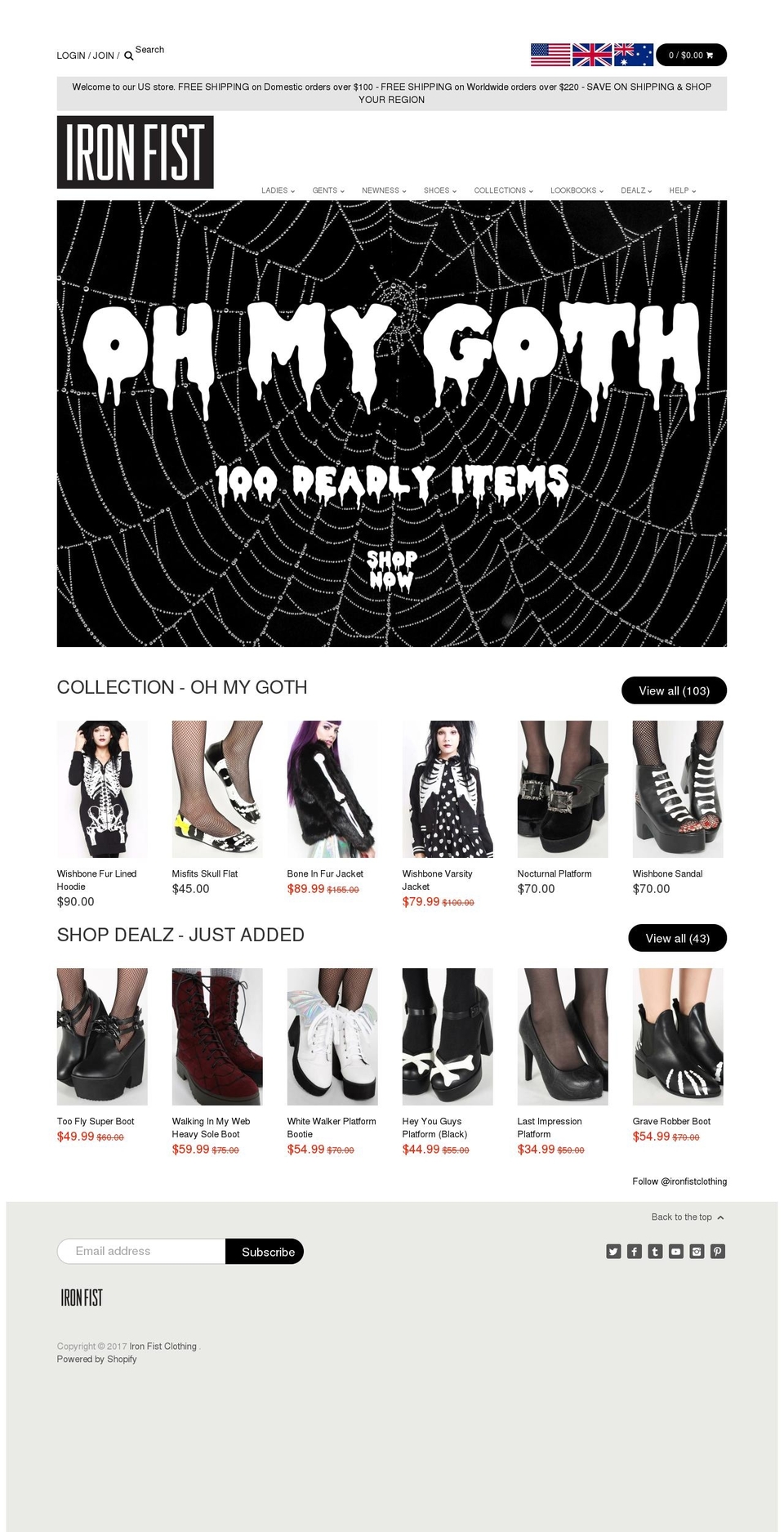 Canopy Shopify theme site example ironfistclothing.com