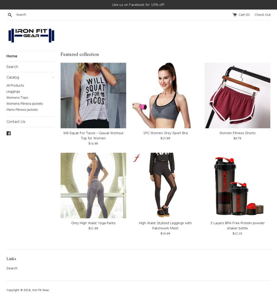 ironfitgear.com — Shopify storefront screenshot