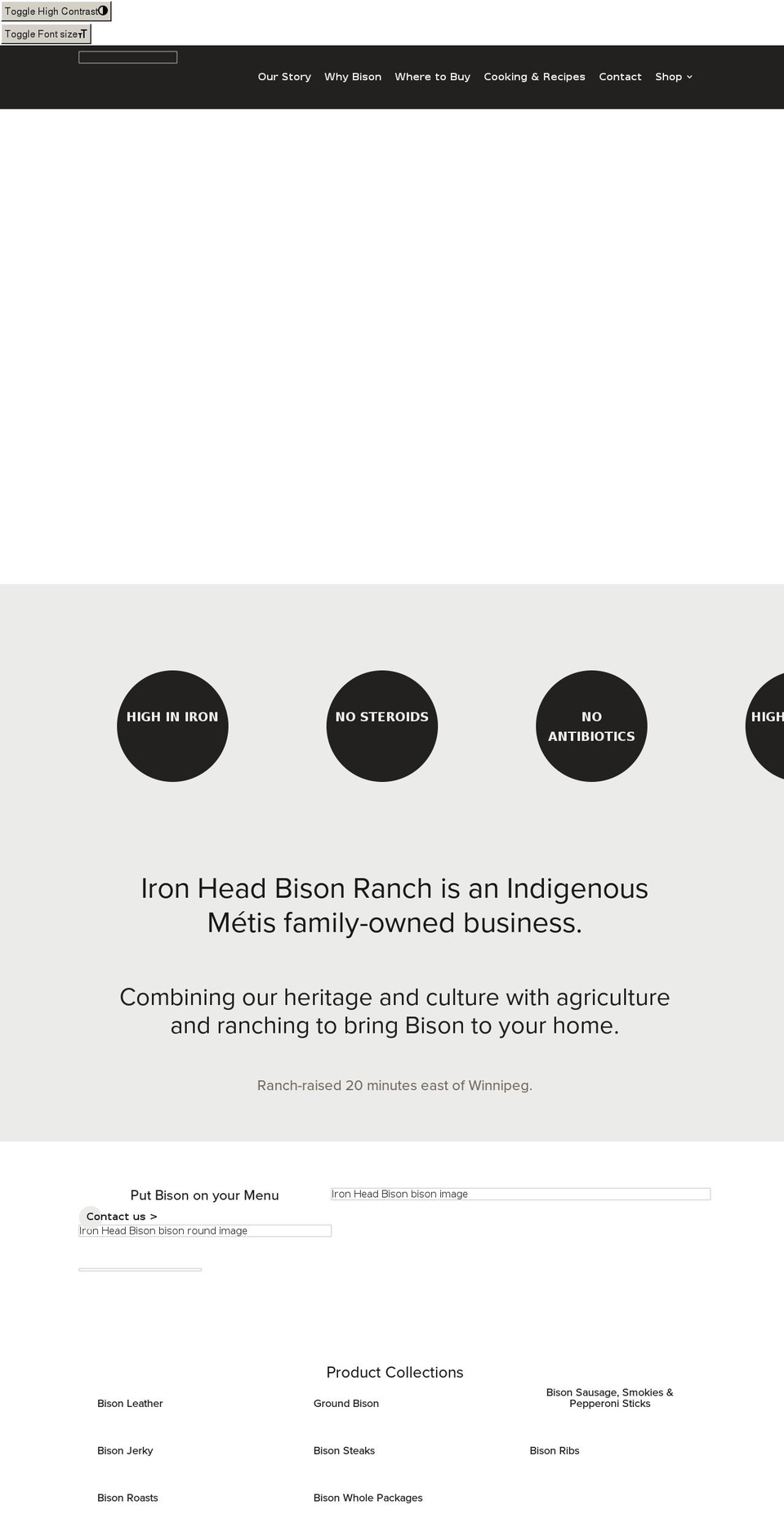 Home Page Shopify theme site example ironheadbison.com