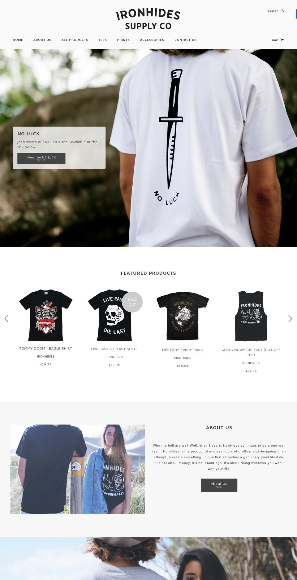 ironhides.com shopify website screenshot